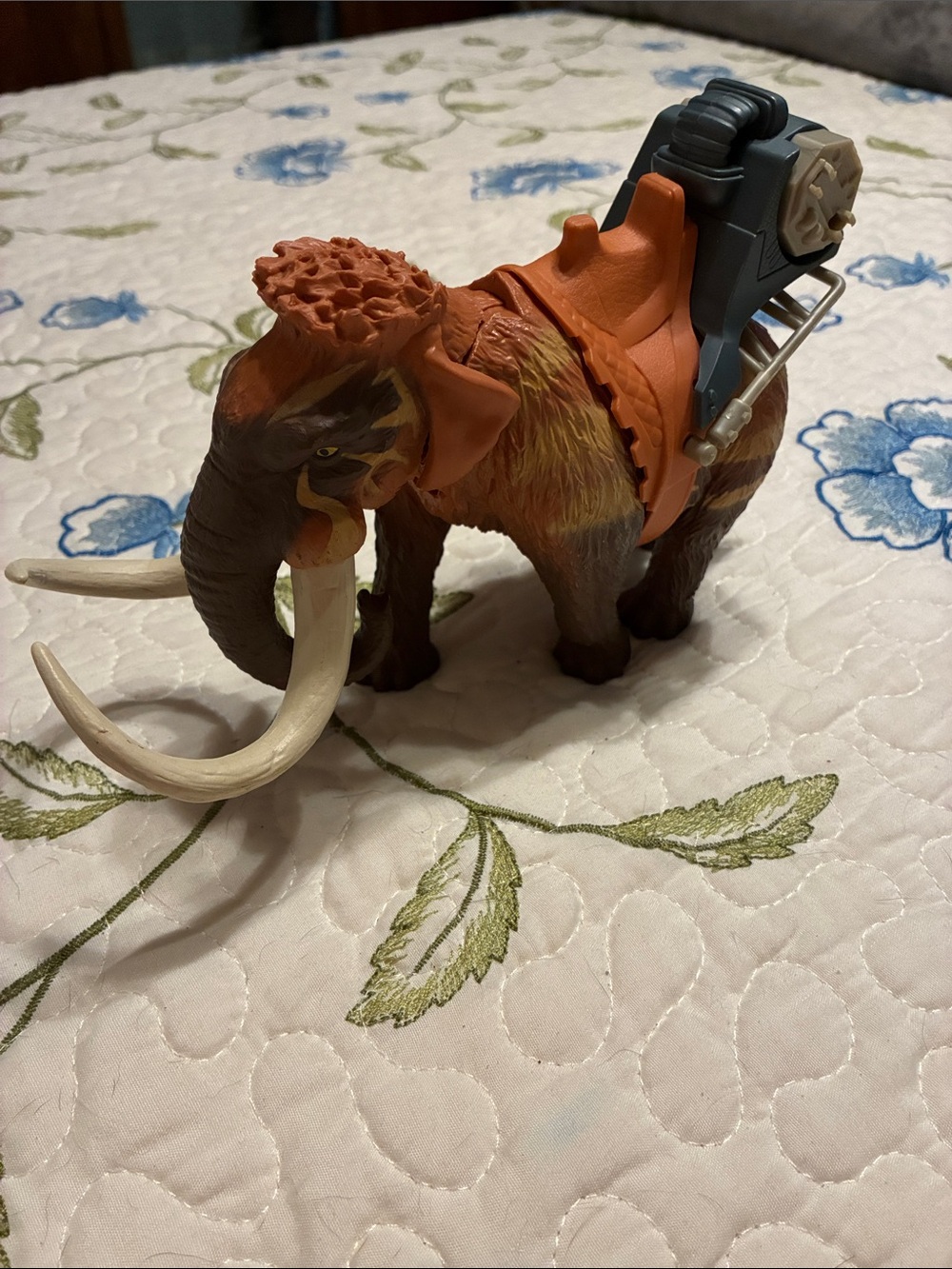 Brown Woolly Mammoth Action Figure with Orange Saddle